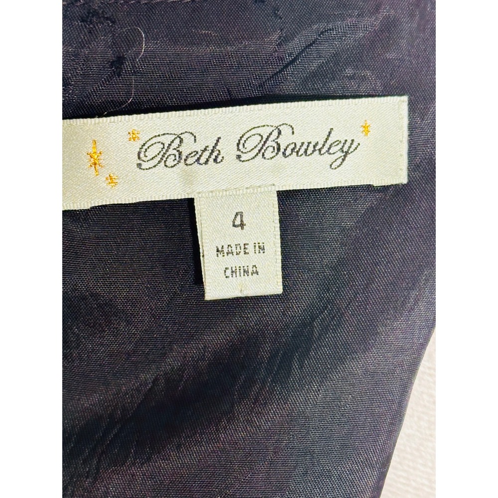 Beth‎ Bowley Black Beaded Geometric Sheath Dress Sleeveless Size 4 Flawed - Picture 4 of 16